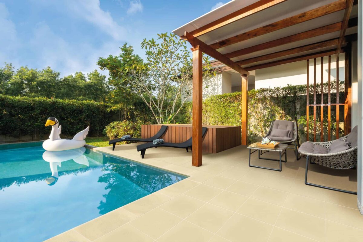 Swimming pool in tropical garden pool villa feature floating balloon
